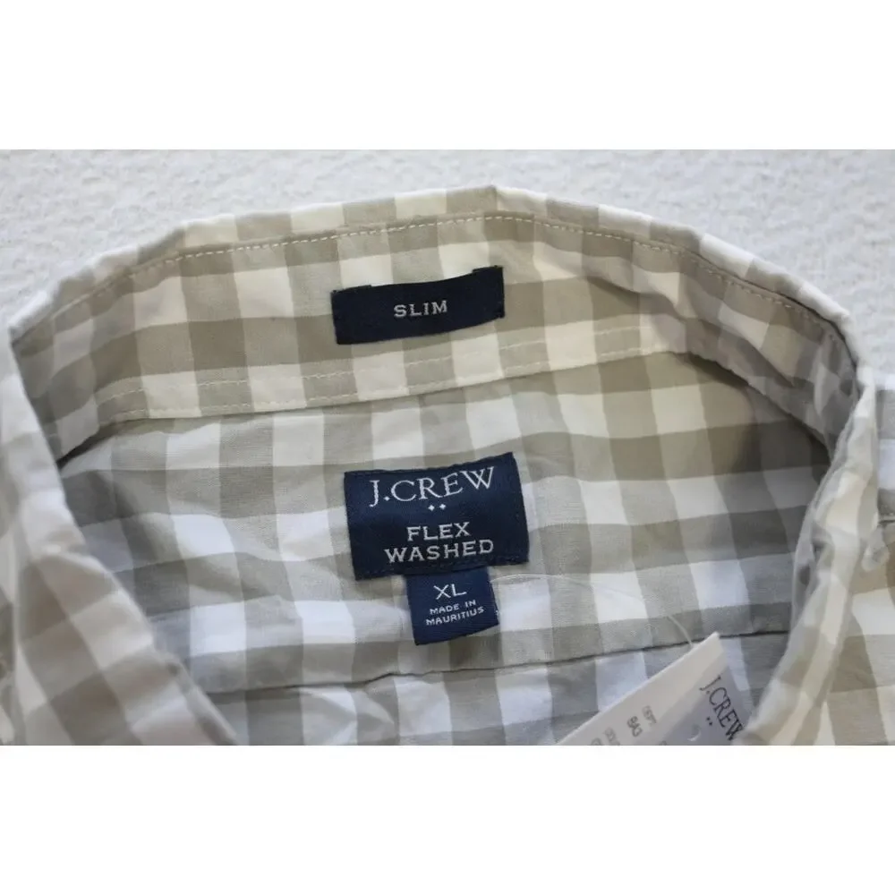 J Crew Flex Wash Dress‎ Shirt Slim Fit Plaid Button Up Long Sleeve Mens XL NWT